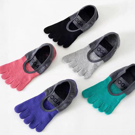 1 Pair Women Yoga Socks Non-Slip Bottom Five Toe Socks Ballet-Style Design Studio Exercise