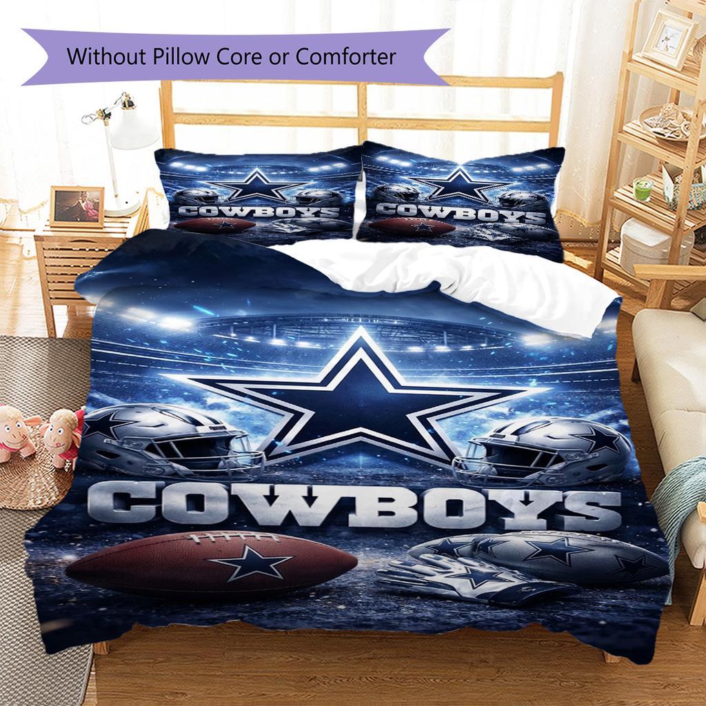 Dallas Cowboys Pattern Bedding Set Quilt Cover Pillowcase Home Decor Gift (1 * duvet cover + 2 * pillowcase, without core)