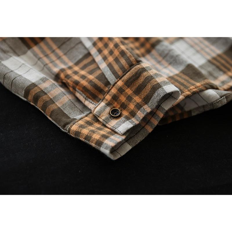 Autumn Japanese and Korean Single-breasted Plaid Brushed Long-sleeved Shirt Women's Casual Large Size Casual Hooded Shirt