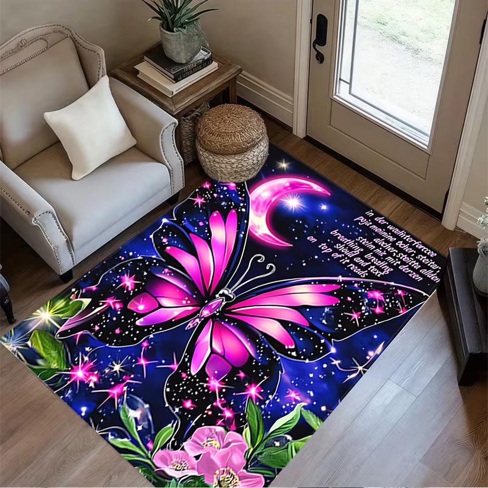 1pc Butterfly Design Home Carpet Non-slip Office Decor Gift Living Room Bedroom