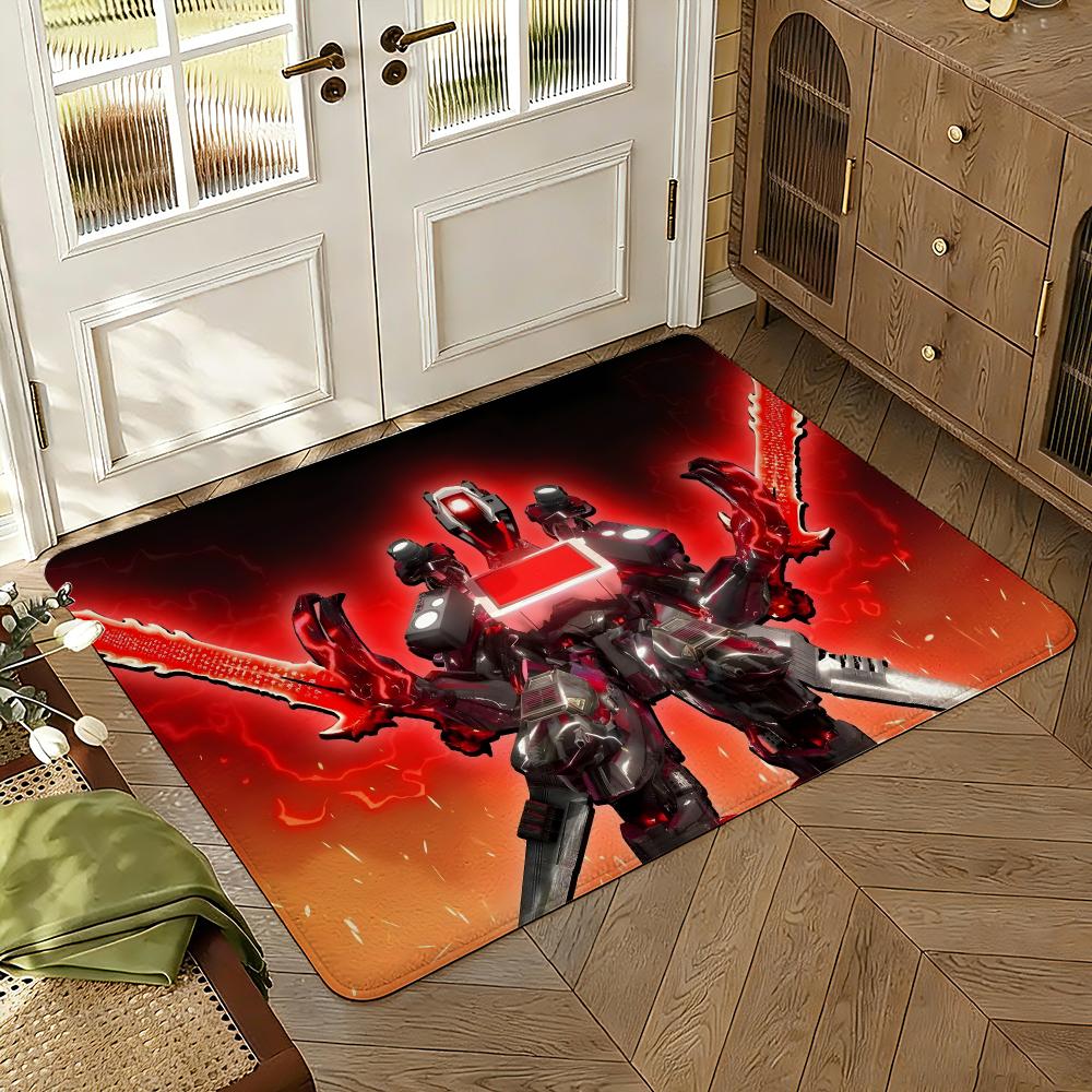 Cartoon S-Skibidi T-Toilet Floor Mat Soft Thickened Absorbent Non-Slip Bedroom Living Room Door Mat Home Decor Flannel Rugs
