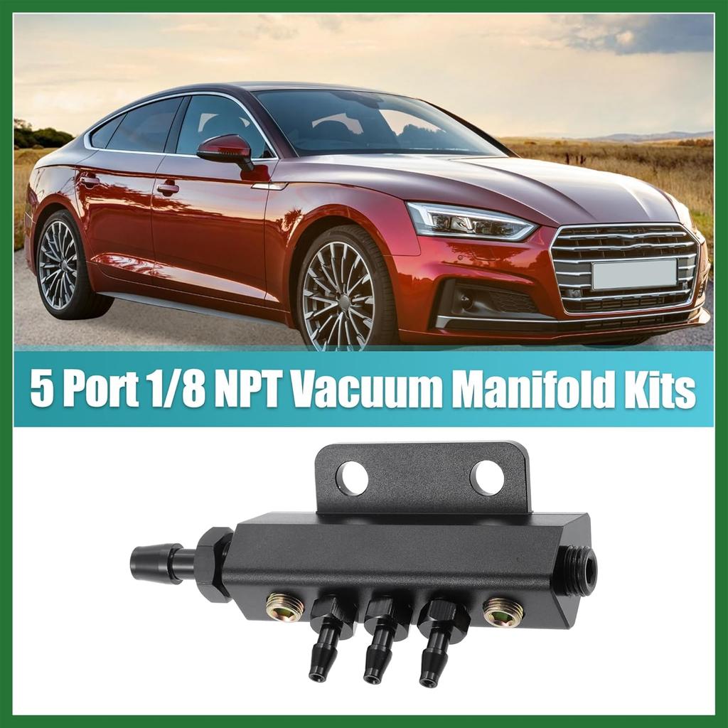 Motoforti Universal Vacuum Manifold Kit 1/8" Ports 1/2" Interfaces Block Intake Manifold for Car Fuel Gas Wastegate Turbo Boost Long-lasting