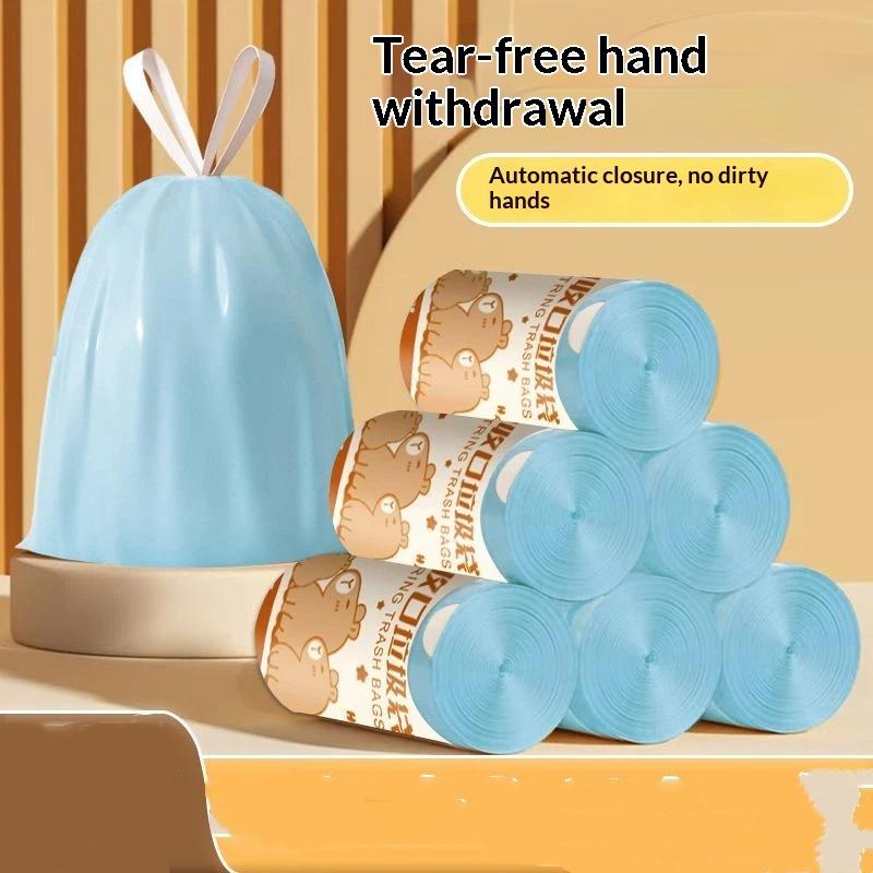 Lavender Scented Drawstring Trash Bags 50pcs Large Capacity Leakproof Easy Tie for Kitchen Office Use