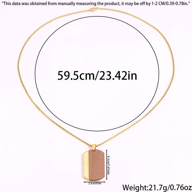 Bestselling Men's Two-Tone Wooden Cross Titanium Steel Dog Tag Necklace