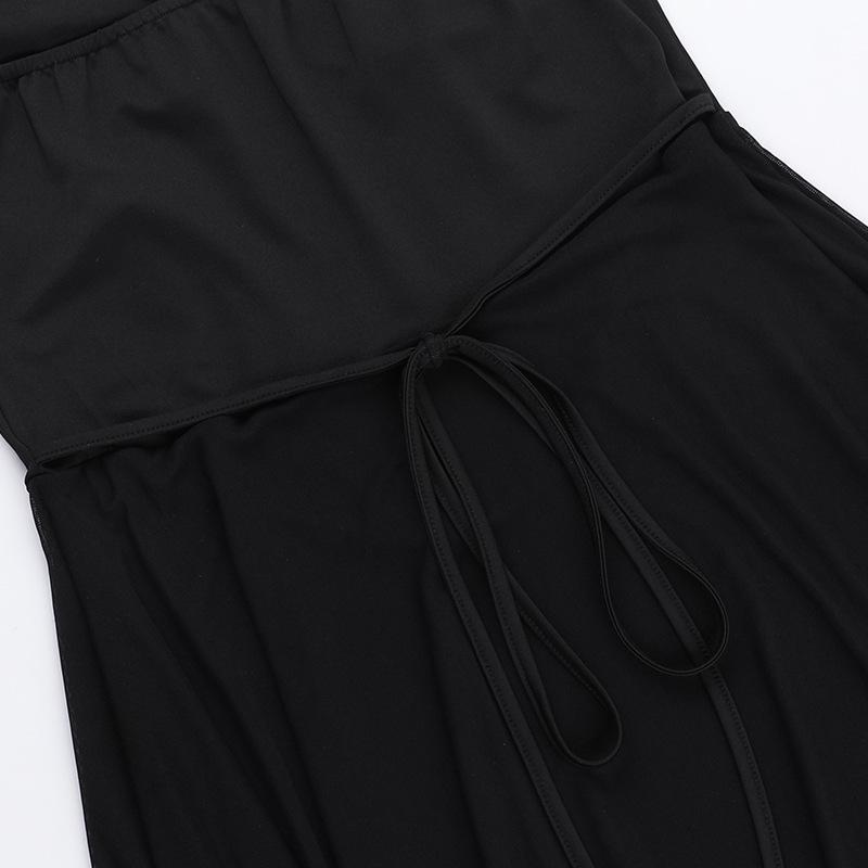 Women's Summer Sleeveless Shoulderless Strap Tube Solid Color A-line Tulle Picture Mini Dress