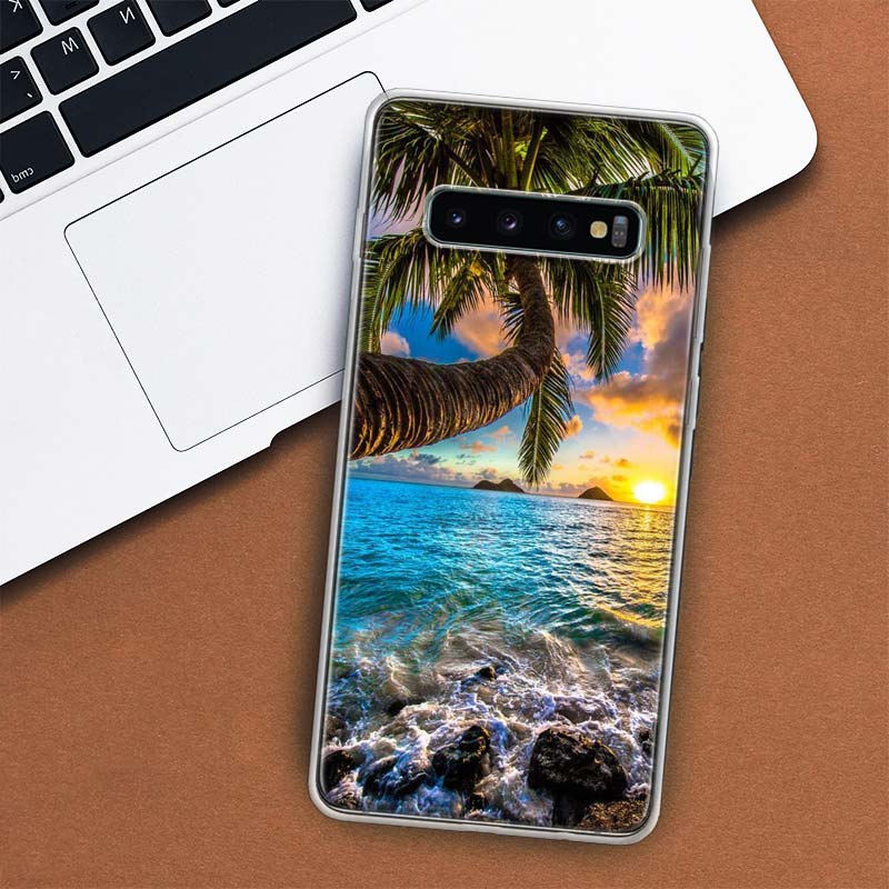 Summer Beach Sunset Sea Palm Tree Phone Case For Samsung Galaxy S10 Plus S20 FE S21 S22 Ultra S10E S9 S8 + S6 S7 Edge Lite Shell