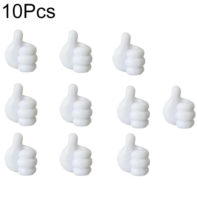 10Pcs Creative 3D Wire Organizer Self-Adhesive Hand-shaped Wall Decor Gadget Holder Thumb Hooks Mini Hook Key Hanger