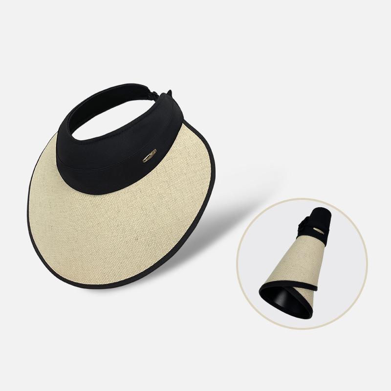 Straw enlarged brim vinyl empty top hat children spring and summer leisure outdoor face covering sun protection hat versatile bucket hat