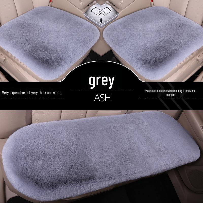 Winter Plush Car Seat Cushion Set: Thick Short Pile, Wool, Rabbit Hair, Non-Slip, 3-Piece