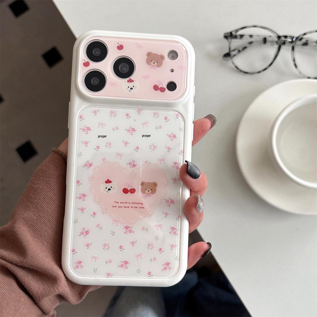 Cartoon Heart Small Dog iPhone 15/17/16 Pro Max Anti-Fall Case with Large Window Design