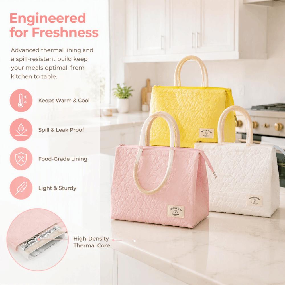 Handheld Insulated Lunch Bag Fresh-Keeping Lunch Box Bag Stylish Bento Bag