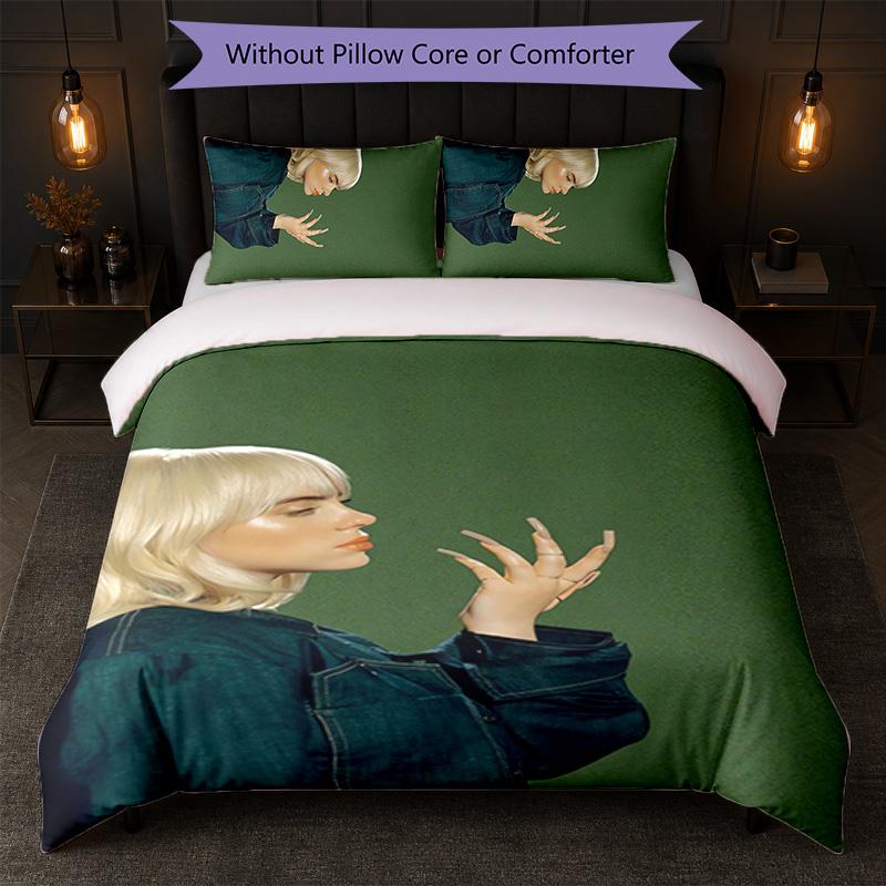 Billie Eilish Print 3Pcs Duvet Cover Set 1 Duvet Cover and 2 Pillowcases Soft Bed Linen For Household Bedroom