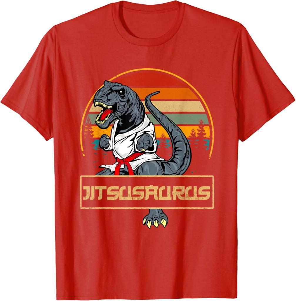 Jitsusaurus Funny Jiu Jitsu TRex BJJ MMA Martial Arts Gifts TShirt Unisex Clothing Graphic T Shirts Adult Short Sleeve Cotton Tee