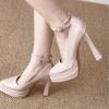 New Nude Patent Leather with Waterproof Table Mary Jane Shoes, New Super High Heels Are Not Tired, Thick Heels and High Heels.