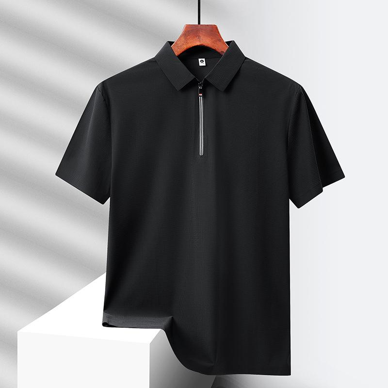 Polo shirt men s ice silk nylon high-end seamless business casual ice-feel lapel men s short-sleeved T-shirt quick-drying 2XL