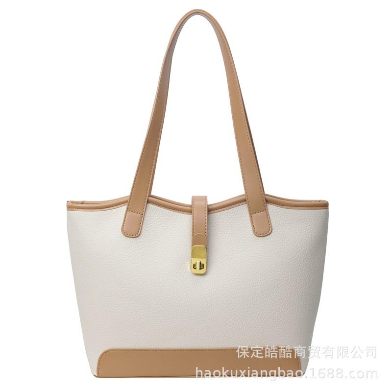 Casual tote bag women's large capacity 2025 new versatile shoulder commuter bag popular college student class bag this year