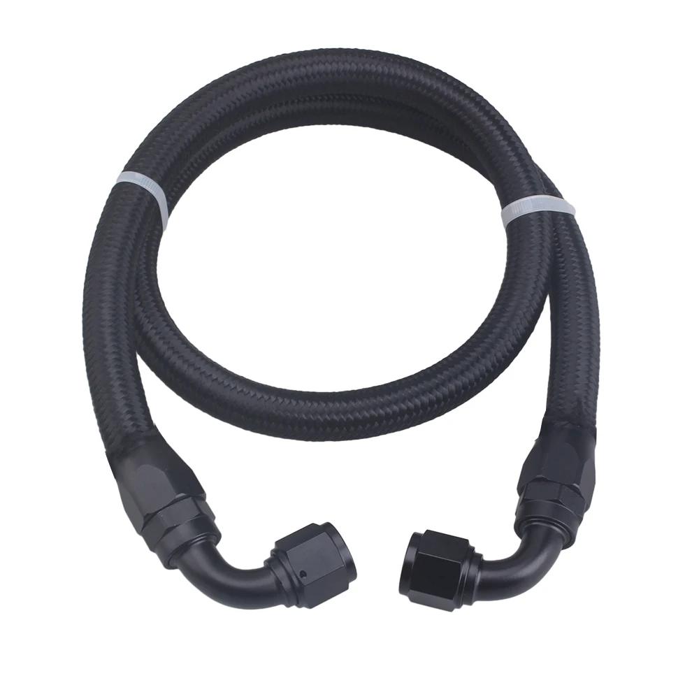 AN10 1M Stainless Steel Brained Oil Hose Line Hose Tube With 0 45 90 Degree Swivel Hose End Fitting Installed