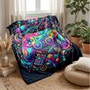 Vibrant Gaming Controller Design Theme Blanket Lightweight Warm Flannel Blanket Decorative Throw Blanket for Home Decoration