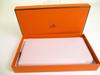 Authentic HERMES Lignt Pink Veau Epson SILK\'IN LINE Round Zip Wallet Azap Long #a817  Refurbished