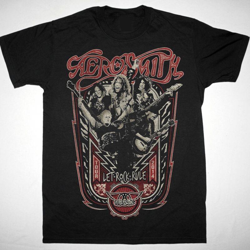 AEROSMITH LET ROCK RULE 2014 TOUR Cotton Black Unisex S-234XL T-Shirt
