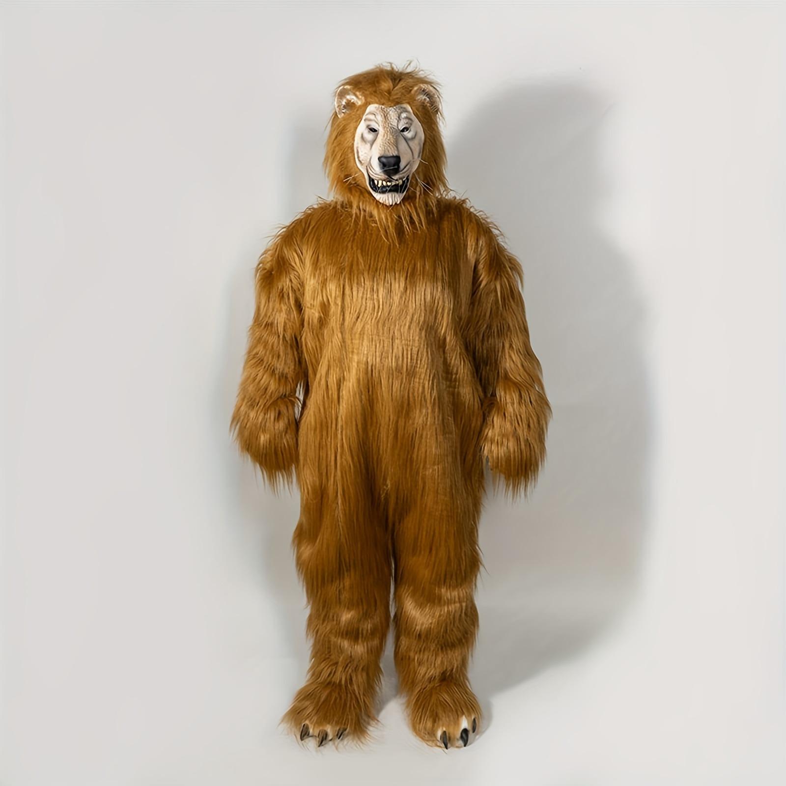 Мужской боди Лев, Взрослые колготки Король Зверей, Костюм для Хэллоуина, Вечеринки Ролевых Игр 170-190cm коричневый