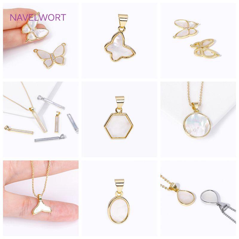 Trendy 2 Tyles Inlaid Shell Pendants 18K Gold Plated Butterfly Charms Pendants Connector DIY Necklace Jewellery Making Supplies