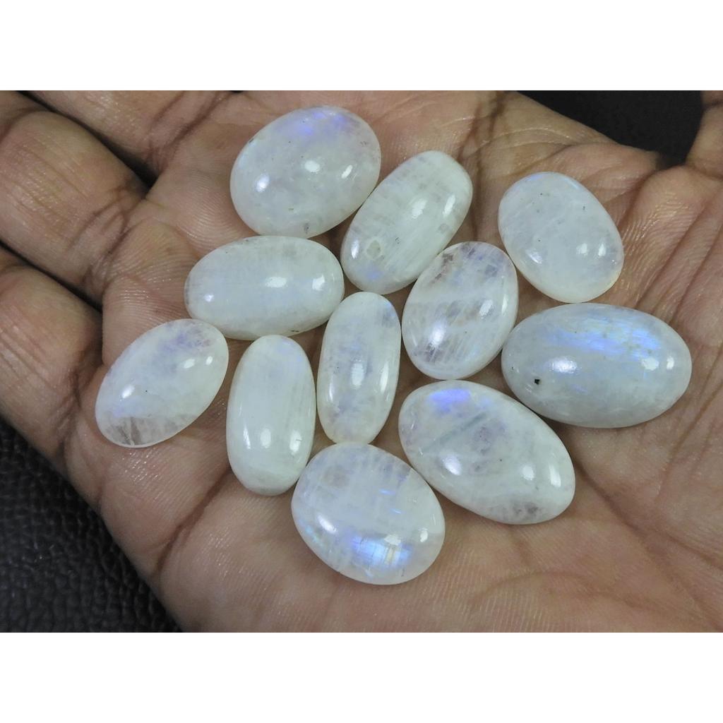 148Cts. Natural Rainbow Moonstone Oval Cabochon Loose Gemstone 11 Pcs Lot C-1645