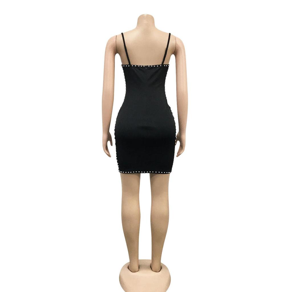 X5047 European-American Fashion Spaghetti Strap Mesh Bodycon Dress
