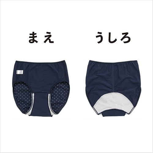 Atsugi Shefree Women's Polka Dot Print Sanitary Panties, Cotton Blend, Compatible with Winged Pads, Navy Blue (87432AS/QS) for Heavy Flows