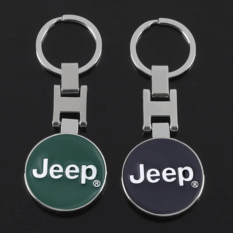 För Jeep Bilemblem Nyckelring H-spänne Dubbelsidig Nyckelring För Jeep Grand Cherokee Wrangler JK Gladiator Compass Renegade Pa