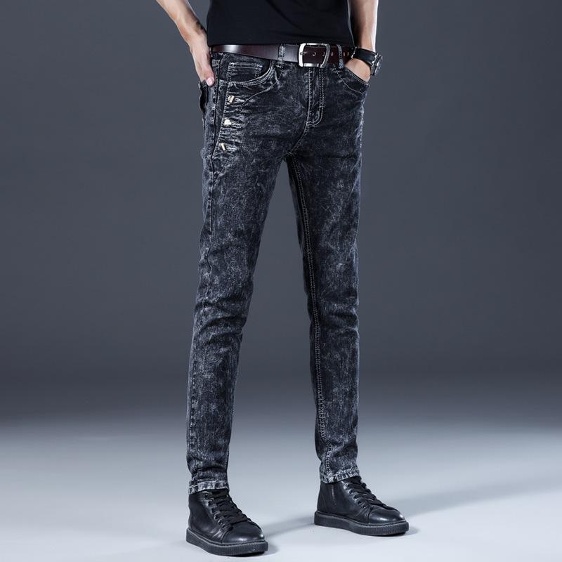 2023 Men's Black Slim Fit Elastic Jeans - Spring & Autumn Style