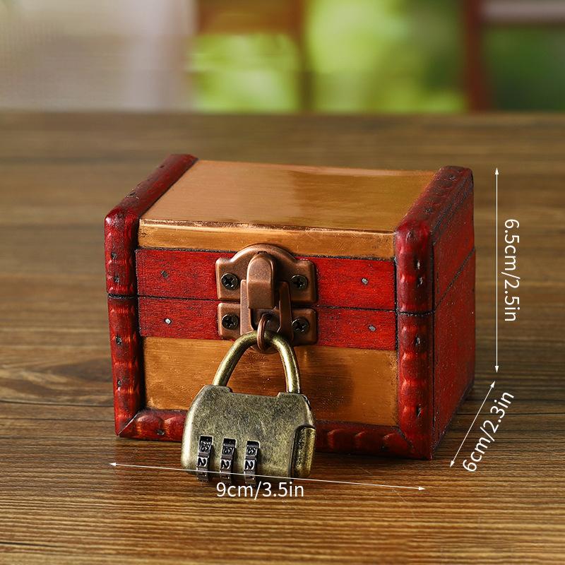 1pc Medieval Retro Jewelry Storage Box Wooden Treasure Jewelry Container Trinket Decor Box Props Pirate Jewelry Display Case