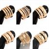 Gold Silver Color Multilayer Bangles Punk Wide Stackable Bangles Metal Bracelets Set for Women Men