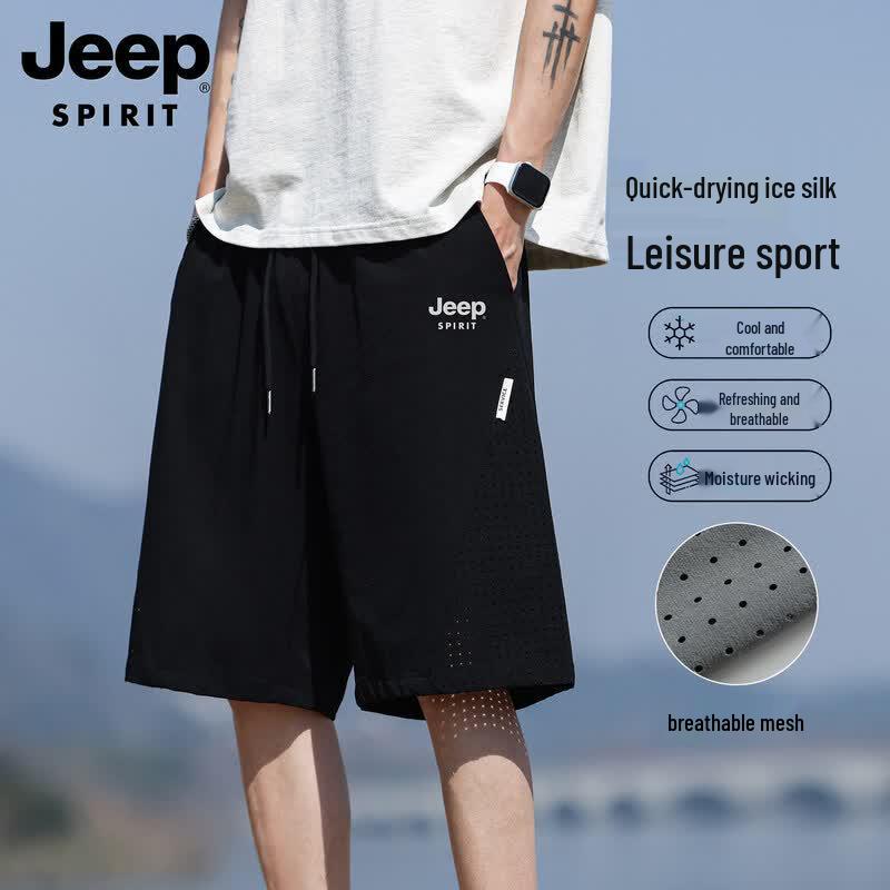 JEEP SPIRIT Men s Ice Silk Quick-Dry Casual Shorts M