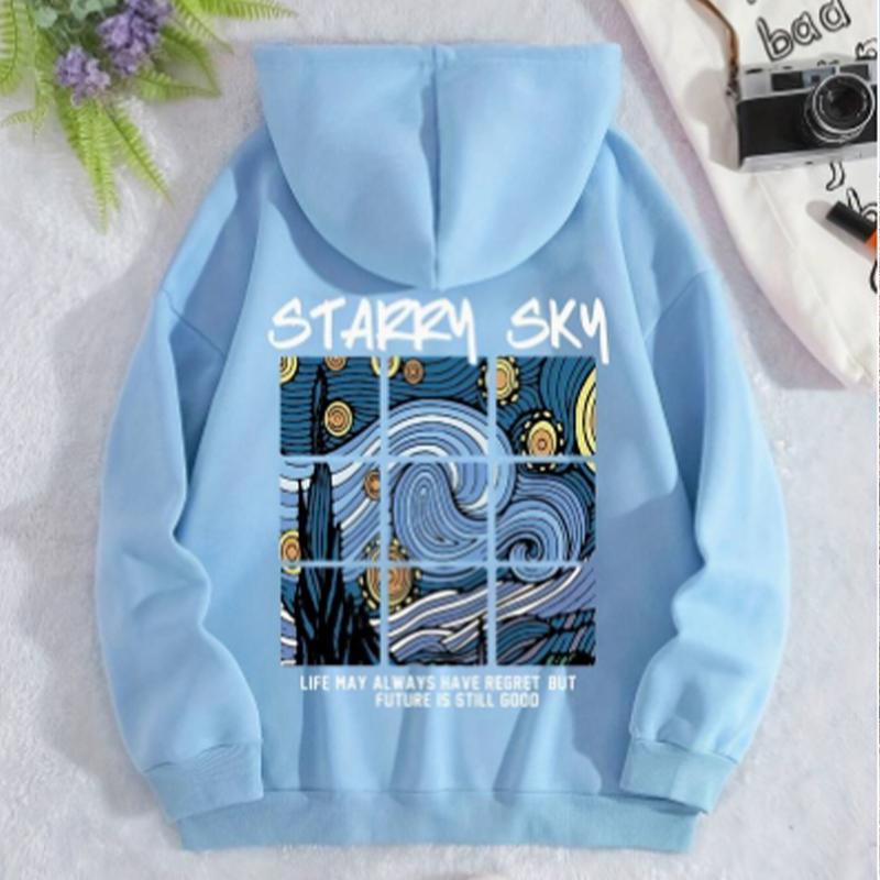 Женские свободные толстовки с капюшоном Van Gogh Starry Sky с принтом блузки толстовки повседневные свитера с длинным рукавом 8XL 1733₽