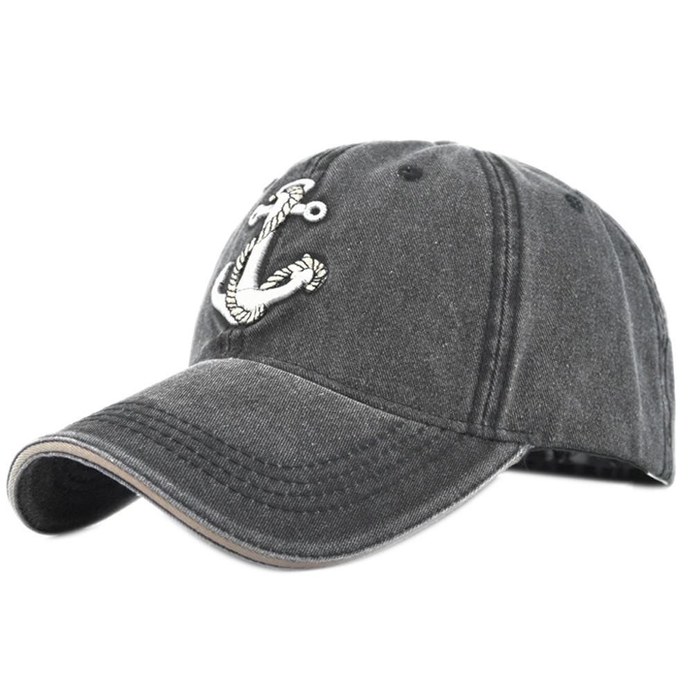 Retroembroider baseball cap anchor embroidered baseball cap sun visor peaked cap denim embroidered cap single-sided coating sun visor adjustable