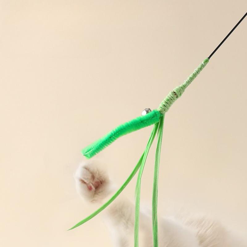New Cat Teaser Stick Toy Interactive Bell Squeaky Simulated Dog Tail Kitten Toy Training Bite-resistant Cat Toy Supplies