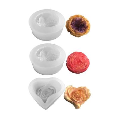 3D Rosenkerzenform Herz Rose Blume Silikonform Silikon Duftkerzenform