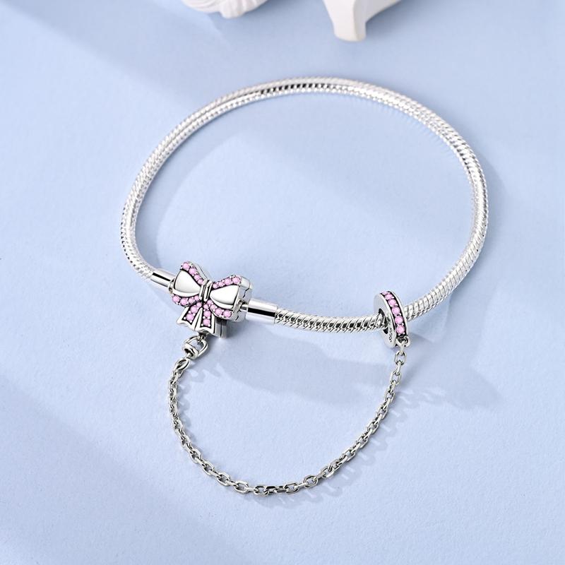 Bracelet Original 925 Silver Charm Bracelet Gold Heart Butterfly Safety Chain Bracelet 17-20CM for Women Jewelry Gifts