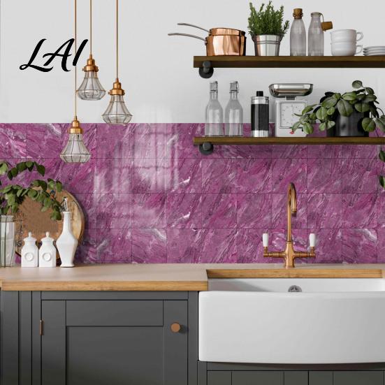 Heat Resistant Kitchen Backsplash Tiles 12PCS Imitation Marble Pattern Wall Stickers Self-Adhesive Waterproof EVA Scratch Decor for Home Tiles,