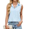 Summer Women's Tank Tops Loose Shirts Single Breasted Solid Color Vest Lapel Sleeveless Loose Button Casual Streetwear Women's Blouse