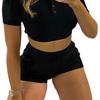 Women's Rib Knit Shorts Slim Fit Workout Gym Shorts High Waist Tummy Control Biker