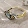 Vintage Handmade Butterfly with Blue Synthetic Zirconia Two Tone Ring Women's Elegant Exquisite Banquet Anniversary Fine Jewelry