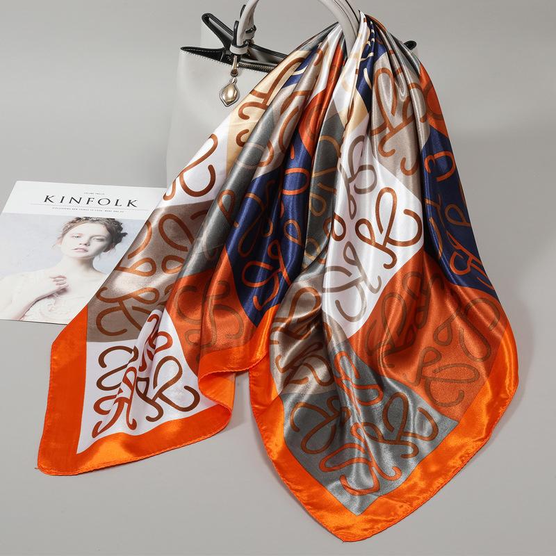 90 Square Scarves, Silk Scarves, Women's New Spring and Summer High-end Sense Versatile, Thin Scarves, Shawls Outside