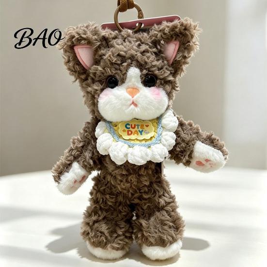 Soft Polyester Cat Pendant Plush Pendant, Cute Fuzzy Curly Kitten Charm, Decorative Keychain Stuffed Animal Backpack Gift for Lovers Bags
