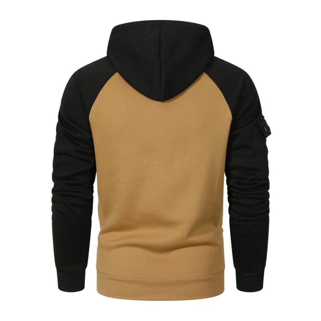 Cross-Border Spring and Autumn Men's Sweatshirt Sweatshirt Sweatshirt Zipper Multi-Pocket Pullover Raglan Sleeve Sports Casual Fleece Sweatshirt