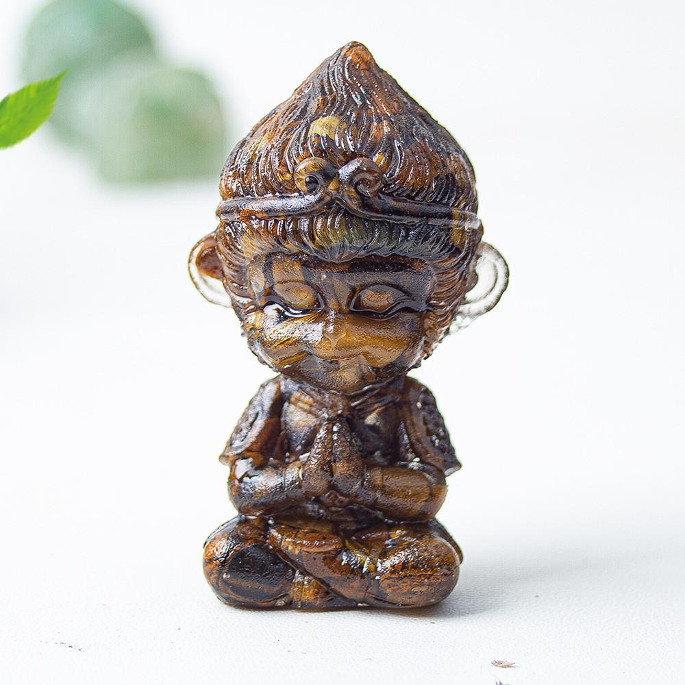 Tree Resin Craft Monkey King Statue With Natural Water Crystal For Home Decoration And Collectors