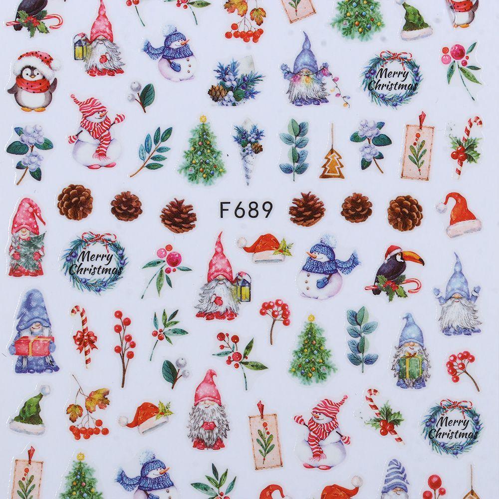 Adhesive Cute Snowman Nail Stickers Snowflake Elk Christmas