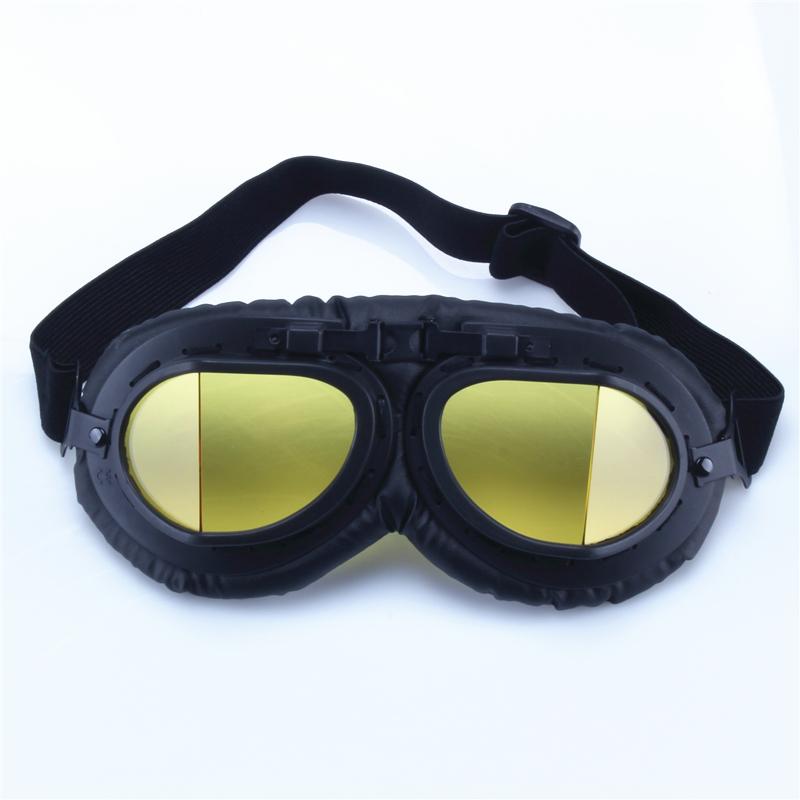 Steampunk Black Motorcycle Flying Goggles Vintage Pilot Biker Eyewear Helmet Protective Gear Glasses for Motorbike