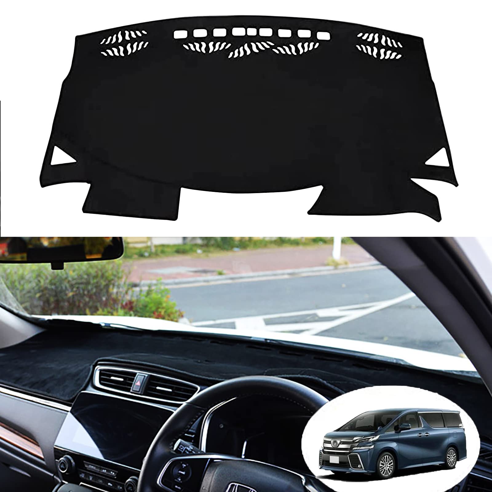 

Коврик на приборную панель Toyota Alphard 30 серии Ранние и поздние модели Vellfire 30 серии Чехол на приборную панель Ранние и поздние модели Универсальный VELLFIRE ALPHARD 30 чёрный